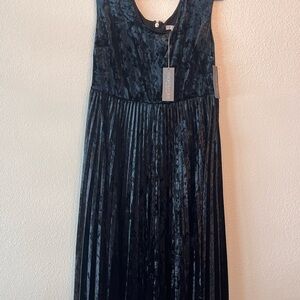 Eva Mendes New York & Company Black Velvet Stretch Midi Dress Size Large